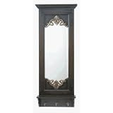 Ledge Style Mirror with Hooks in Dark Brown Stained Finish by Visiondecor Furniture