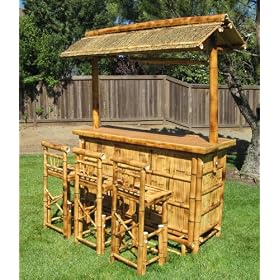 Tiki Bar with Three Stools by 