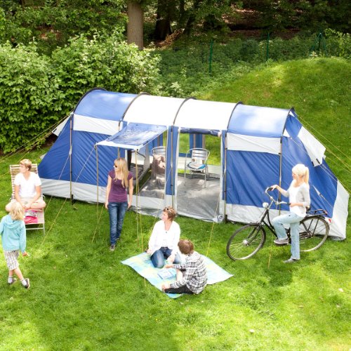 Skandika Montana 6 Tente de camping tunnel familiale pour 6 personnes Bleu 650 x 240 cm