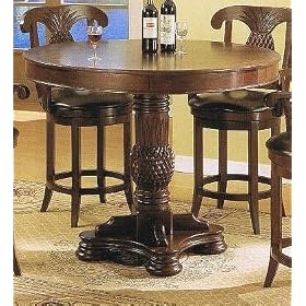 Cherry Finish Pineapple Deisgn Round Counter Height Dining Table by Bar Stools