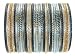 Beachcombers! Event & Wedding Ethnic Glass Indian Bangles Belly Dance Bracelets BoHo Chic Full Size Set Gray Black Gold