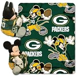 Disney/NFL Green Bay Packers Mickey Character Shaped Pillow with 40-Inch-by-50-Inch Fleece Throw Set