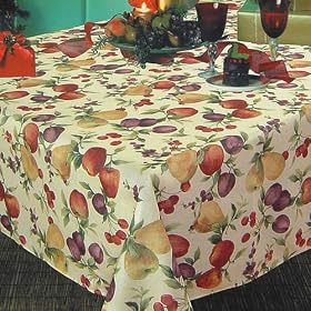 Buy Benson Mills Fruit Garden Printed Fabric Tablecloth, 70-Inch Round by Benson Mills