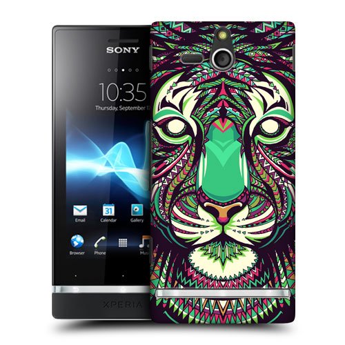 Head Case Designs Tiger Aztec Animal Faces Protective Snap-on Hard Back Case Cover for Sony Xperia U ST25i