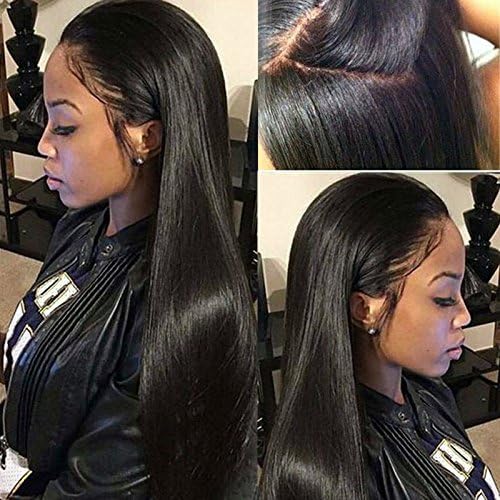 Yazi Hair Lace Front Human Hair Wigs Brizilian Full Lace Wigs Long Straight Human Hair Lace Front Wigs for Black Women (14inch with 150% density natural color)