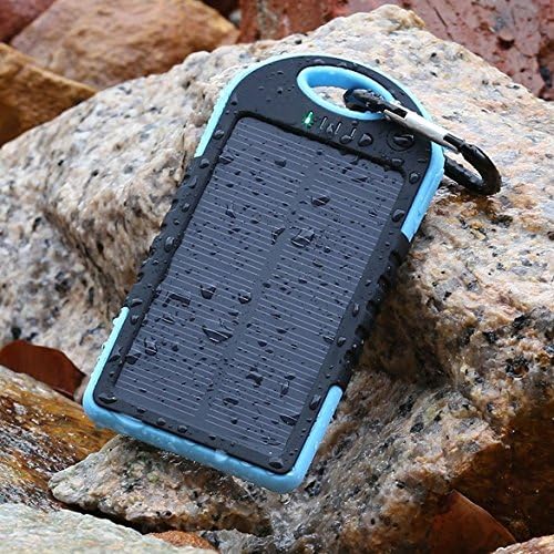 Luckcart Solar Charger 5000mAh,Solar Power Bank Dual USB Port Portable Charger,Solar Battery Charger for iPhone,iPad,Cell Phone,Tablet,Camera,Waterproof,Dust-Proof and Shock-Resistant (Blue )