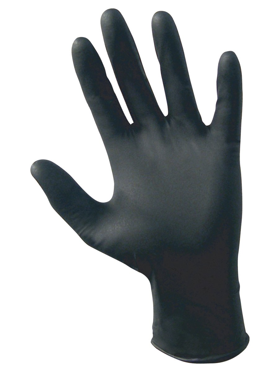 SAS Safety 66518 Raven PowderFree Disposable Black Nitrile 6 Mil Gloves, Large,