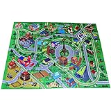 Large "Cityscape" Play Mat with Train Tracks, Buildings, and Roads for Cars, Trucks, and Trains