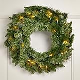 Nest & Noel 24" Swiss Pine Battery Operated LED Christmas Wreath w/ Timer & Twinkle