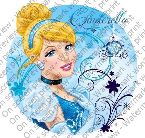 3" Round ~ Cinderella Blue Sparkle Birthday ~ Edible Image Cake/Cupcake Topper!!!
