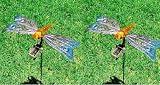 Super Bright Long Life Wireless Stainless Steel Dragonfly Solar Garden Light - 2 Pcs - B001COVDHC