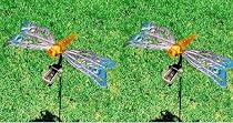 Super Bright Long Life Wireless Stainless Steel Dragonfly Solar Garden Light - 2 Pcs