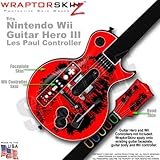 Big Kiss Black on Red Skin by WraptorSkinz TM fits Nintendo Wii Guitar Hero ....