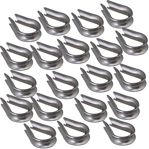 CNBTR Silver Stainless Steel Wire Rope Cable Thimble Winch Wire Loop Pack of 20 (M2)