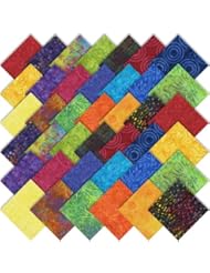 Timeless Treasures Tonga Treats Minis Bazaar Batik Charm Pack, Set of 40 5-inch (12.7cm) Precut Cotton Fabric Squares