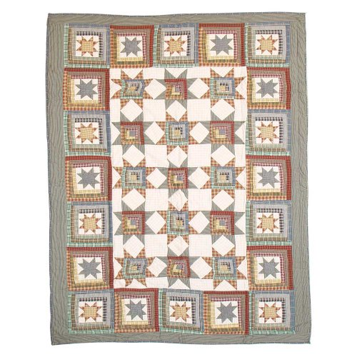 Patch Magic Twin Cottage Star Quilt, 65-Inch by 85-Inch
