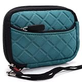 On the go Travel Camera Bag Soft Sleeve Case Pouch for Disney Princess 2.1-Megapixel Digital - Emerald Green. Bonus Ekatomi Screen Cleaner Sticker