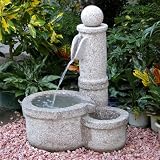 Two-Tiered Basin Granite Fountain - Gray Granite