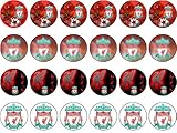 LIVERPOOL - 1 - 24 EDIBLE WAFER - RICE PAPER CAKE TOPPERS EACH DESIGN IS 40mm IN DIAMETER