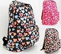 Girls Womens Love Hearts School College Travel Backpack Rucksack (Pink/Brown/Black)