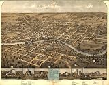 GIANT Wall Sticker of: Panoramic map of historic South Bend, Indiana 1866 Drawn & published by A. Ruger.