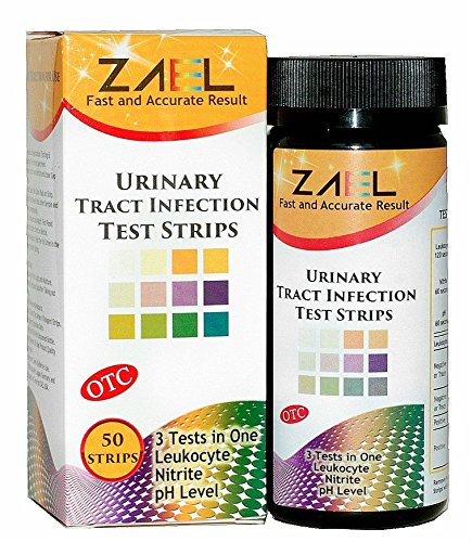 ZAEL Urine Tract Infection Test Strips, 50 tests / bottle. 3 UTI Tests in One - Leukocyte (white blood cells), Nitrite Tests, pH Test. FREE BONUS
