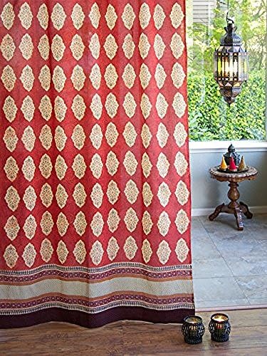 Libra Girl Spice Route Red Orange Moroccan Style Inspired Print Curtain ,66x72 Inch