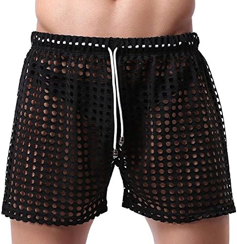 Comfylady Mens Hollow Openwork Drawstring Lounge Underwear Boxers Shorts Trunks