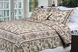 [Florence] 100% Cotton 3PC Classic Floral Vermicelli-Quilted Quilt Set (Kin ....