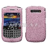 Light Pink Solid Color Sparkling Premium Luxury Rhinestones Full Diamond Bling Blackberry 8900 Curve Snap on Cell Phone Case
