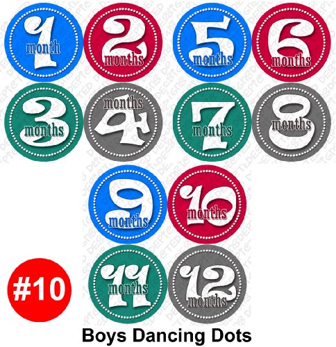 BOY DANCE DOTS Baby Month Onesie Stickers Baby 