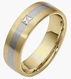 Two-Tone 6mm 14 Karat Gold Diamond Comfort Fit Wedding Band Ring