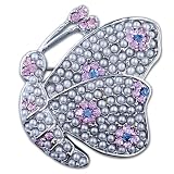 Pink Crystal Pearl Butterfly Brooches