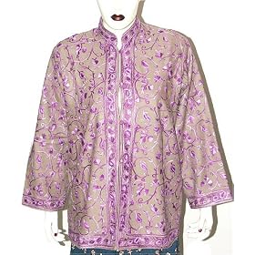 Ladies Jacket Wool Fabric Hand Embroidery Evening Dress Handmade in Kashmir Size XXL... by ShalinCraft