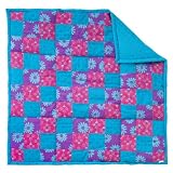 Patchwork Baby Girl Stroller Quilt in pink, purple and turquoise