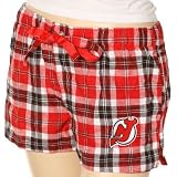 NCAA New Jersey Devils Ladies Red Plaid Lounge Shorts (Large)