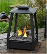 Black Pagoda Style Indoor Outdoor Patio Firepit, Cover and Gel Fuel