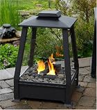 Black Pagoda Style Indoor Outdoor Patio Firepit, Cover and Gel Fuel