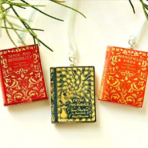 Jane Austen Polymer Clay Mini Book Ornaments by Book Beads