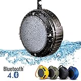 Waterproof Bluetooth Speaker, Alpatronix&reg; [AX320] Ultra Portable Wireless Speaker / Outdoor & Indoor Shower Speaker with Rugged Exterior (Shockproof & Dustproof) includes Bluetooth 4.0, LOUD 5 Watt Sound, Built-In Rechargeable Battery, Built-in Microphone, Speakerphone, Passive Subwoofer, Strap & Clip for Bicycles, Bags, Backpacks Compatible with iPhone, iPad, iPod, Samsung Galaxy, Android Devices, Smartphones, Tablets, Laptops & Desktop PC - (Jet Black)