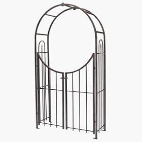 Panacea Products Arched Top Garden Arbor with Gate, Brushed Bronze