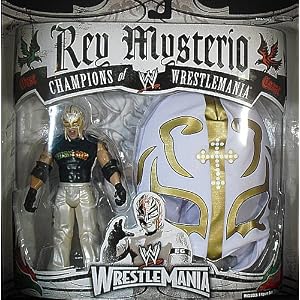 REY MYSTERIO - WHITE & GOLD MASK WWE TOY WRESTLING ACTION FIGURE W/ MASK