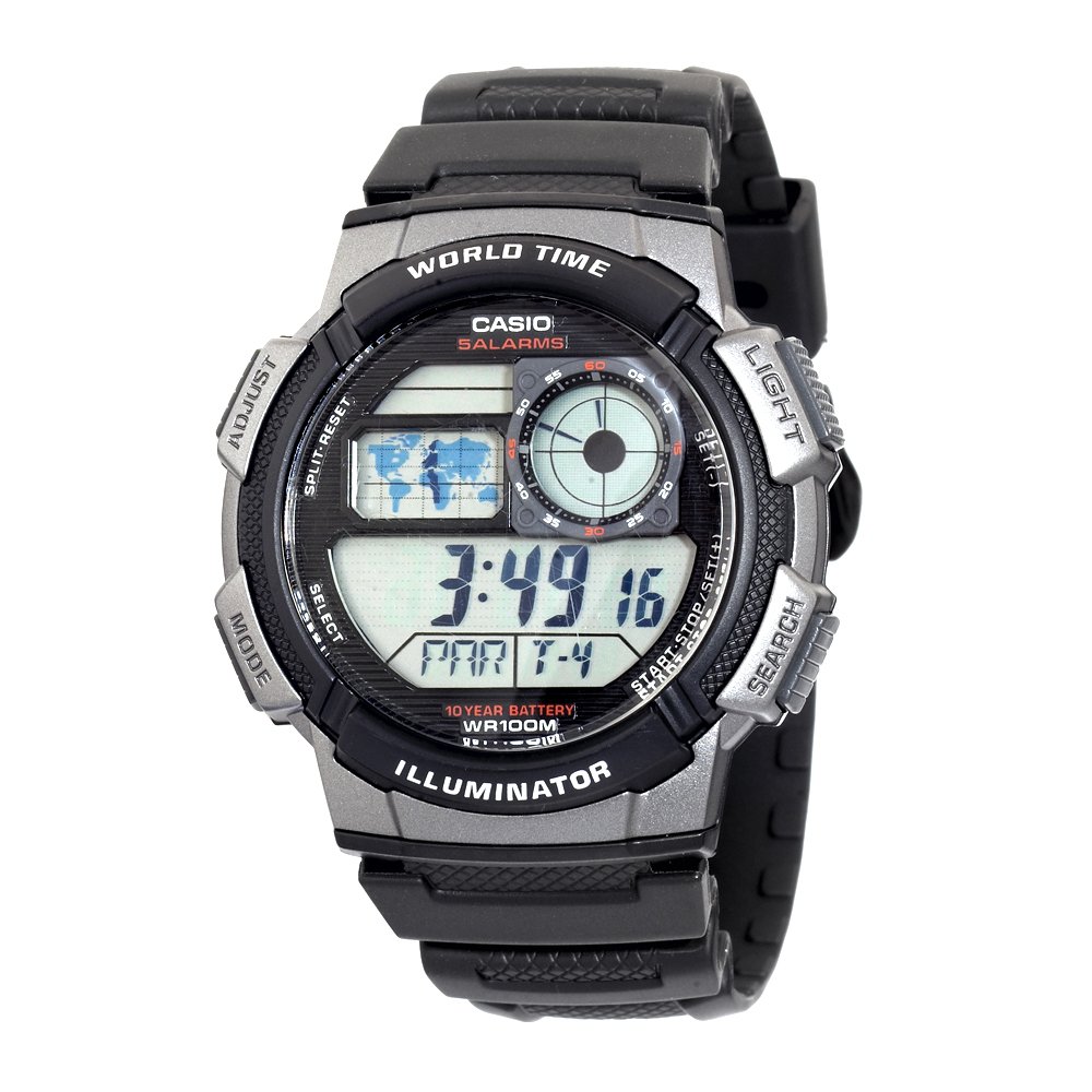 Casio Men’s Silver-Tone and Black Digital Sport Watch + Casio Water Bottle $17
