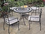 IMAGE OF 5pc Outdoor Dining Set with Ringed Pattern Tile Top in Black Finish