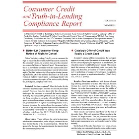 Consumer Credit & Truth in Lending Compliance Report