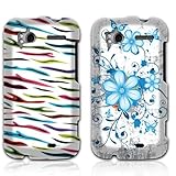 Rainbow Zebra + Blue Flower With Butterfly 2x 2D White Faceplate Hard Snap- ....