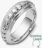 SPINNING Platinum Wedding Band Ring with 25 Diamonds