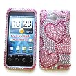 HTC EVO Shift 4G (Sprint) Snap-on Protector Hard Case Rhinestone Cover "Pink Love" Design