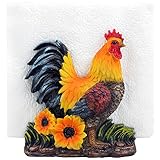 Decorative Rooster Napkin Holder Stand Sculpture for Figurines and Statues As Farm & Country Kitchen Decor Table Centerpieces and Collectible Chicken or Rustic Gifts for Farmers