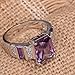 Yazilind Women's Ring with Emerald Cut Big Stone Purple White Cubic Zirconia CZ Silver Plated US Size
